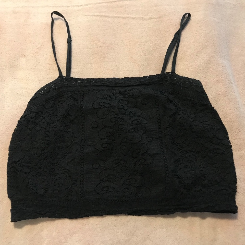 Black lace crop top